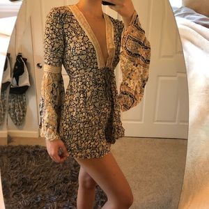 Free People Floral Long-Sleeve Romper